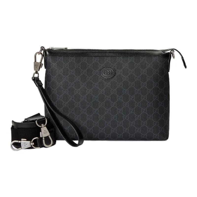 GUCCI Canvas With Leather Crossbody Bag Shoulder Bag Men's Black-1