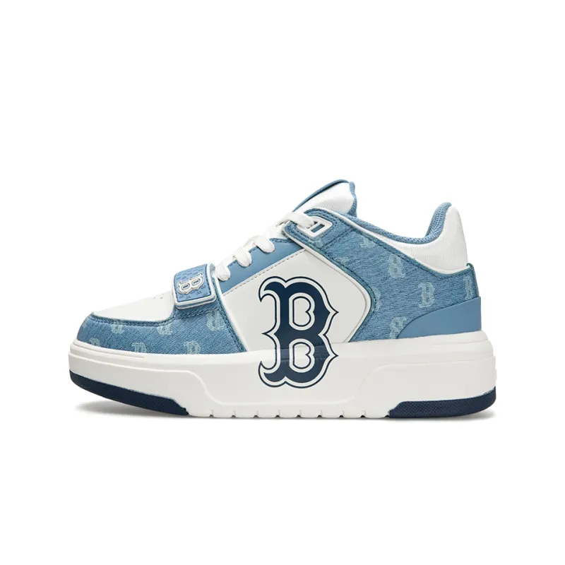 MLB Chunky Liner Boston Red Sox Anti Slip And Wear Resistant Lightweight Mid Top Skateboard Shoes Unisex Blue White-2