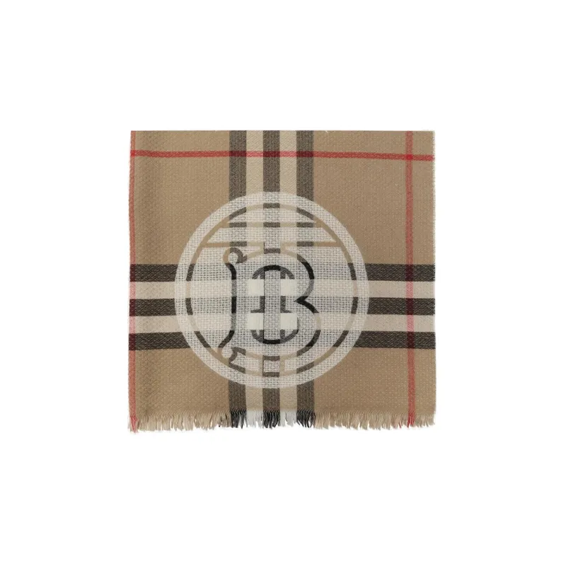 Burberry Logo Detailed Checked Scarf-0