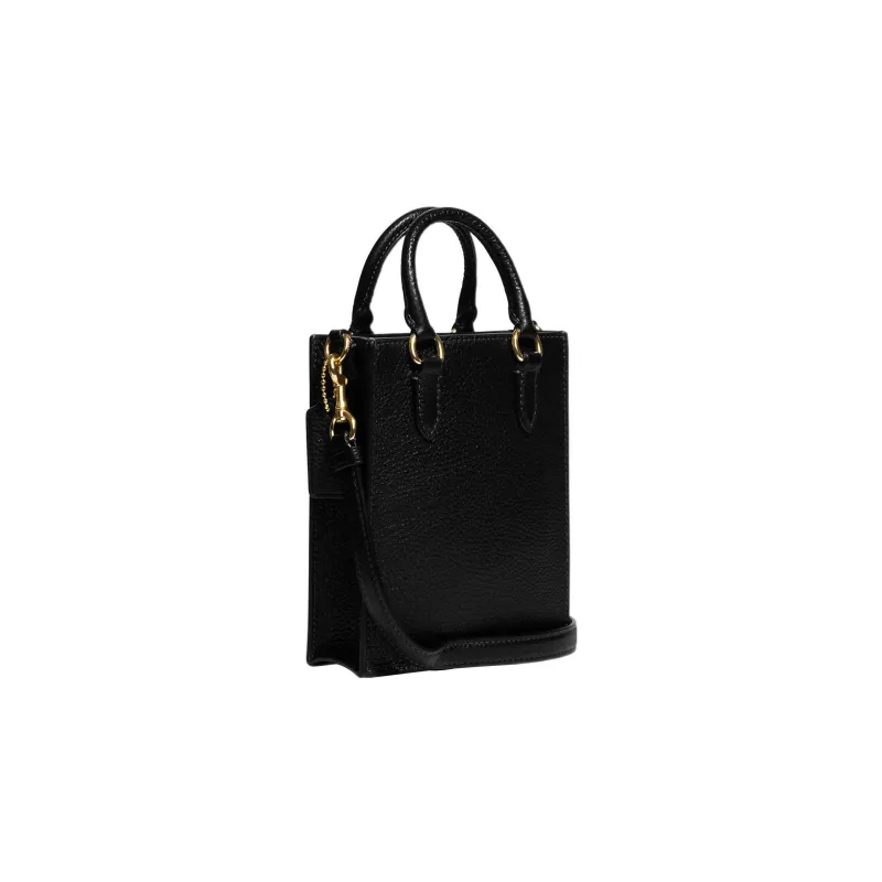 COACH N/S Pebbled Leather Tote Bag Shopping Bag Handbag Shoulder Bag Crossbody Bag Mini Women's Black-1