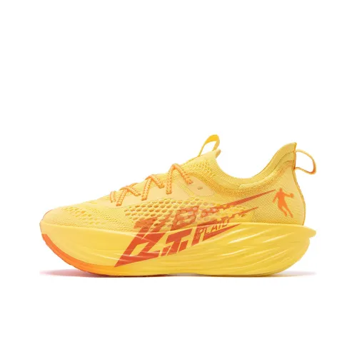 QIAODAN Flying Shadow Plaid Running Shoes Men Low-Top Yellow/Orange