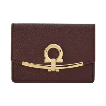 FERRAGAMO Cow Leather Business Card Holder Women's Coffee
