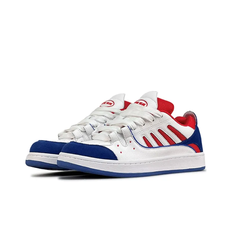 LuzaoT SUPER DRAG Puffy Shoes Low Top Skateboard Shoes Unisex White Blue Red-2