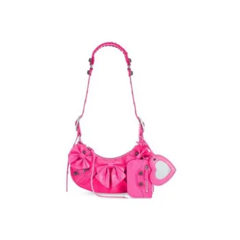 Balenciaga Le Cagole Sheepskin Crossbody Bag Shoulder Bag Mini Women's Neon Pink
