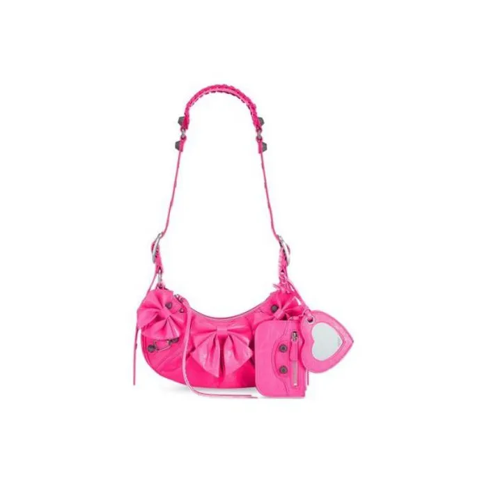Balenciaga Le Cagole Sheepskin Crossbody Bag Shoulder Bag Mini Women's Neon Pink-0