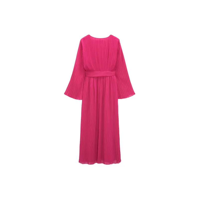 ZARA Long-Sleeved Dresses Women's Dark Purple Red-1