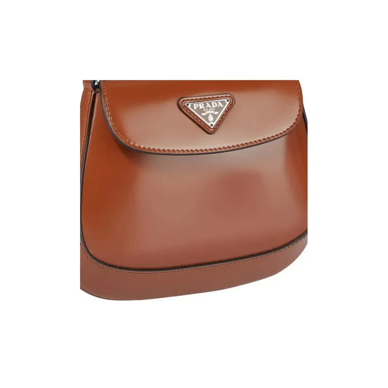 PRADA Cleo Leather Shoulder Bag Handbag Shoulder Bag Women's Brown-3