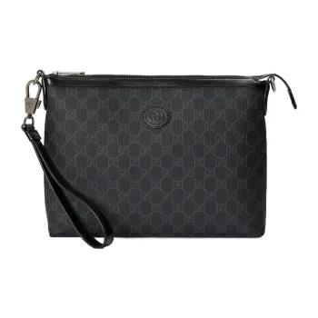 GUCCI Canvas With Leather Crossbody Bag Shoulder Bag Men's Black