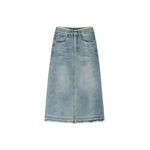 MINCOCROSEPEPPAR Denim Long Skirts Women's Blue