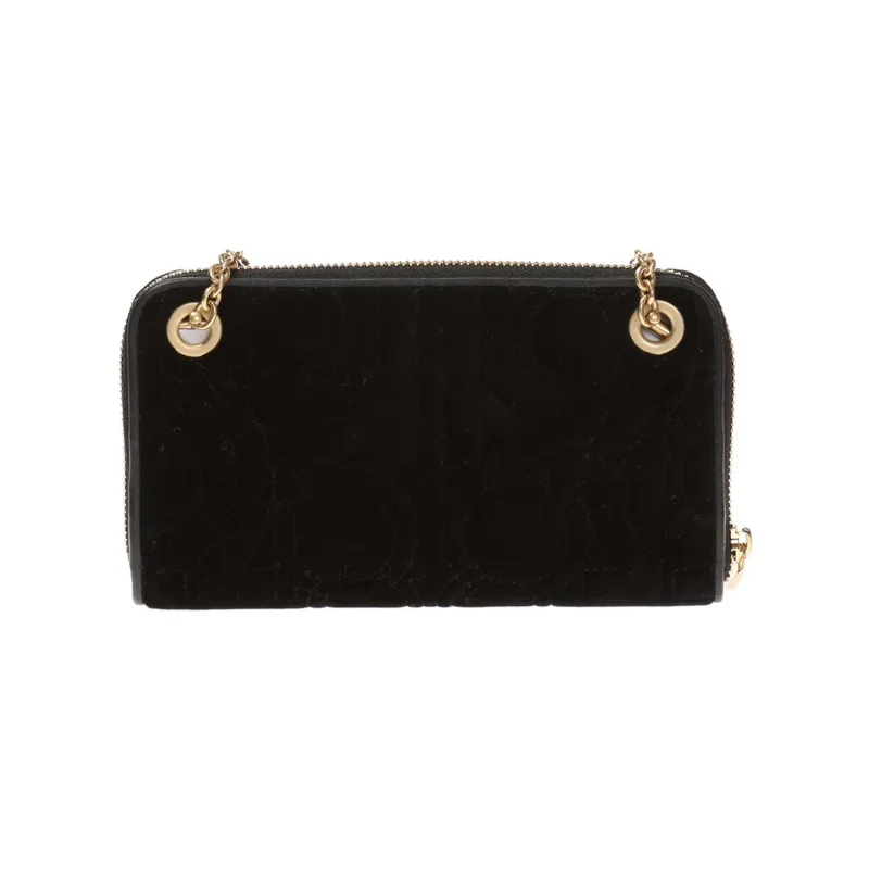 FERRAGAMO Velvet Shoulder Bag Crossbody Bag Wallet Mini Women's Black-2