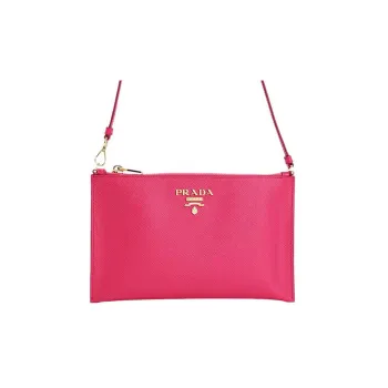 PRADA Leather Shoulder Bag Mahjong Clutch Shoulder Bag Women's Pink