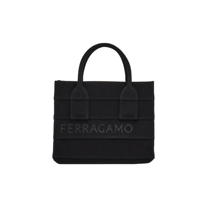 FERRAGAMO Satin Tote Bag, Shopping Bag, Handbag Trumpets Women's Black-0