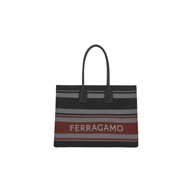 FERRAGAMO Cow Leather With Fabric Tote Bag, Shopping Bag, Handbag Tubas Women's Multicolor-0