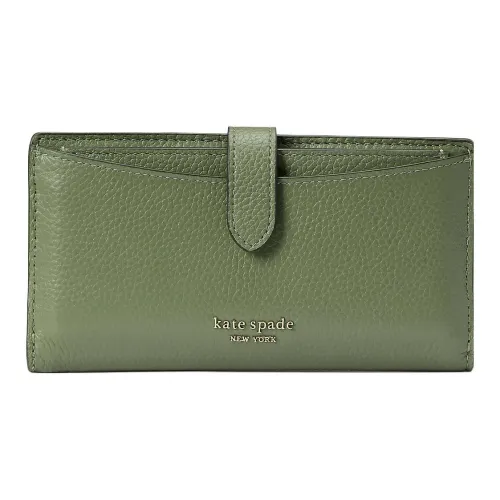 Kate Spade Hudson Leather Card Holder Wallet Small Size Women's Olive Green