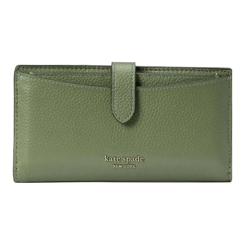 Kate Spade Hudson Leather Card Holder Wallet Small Size Women's Olive Green-0