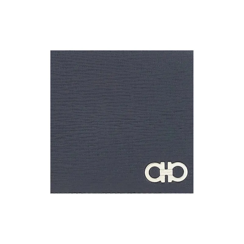 FERRAGAMO GANCINI Calfskin Wallet Men's Dark Blue-4
