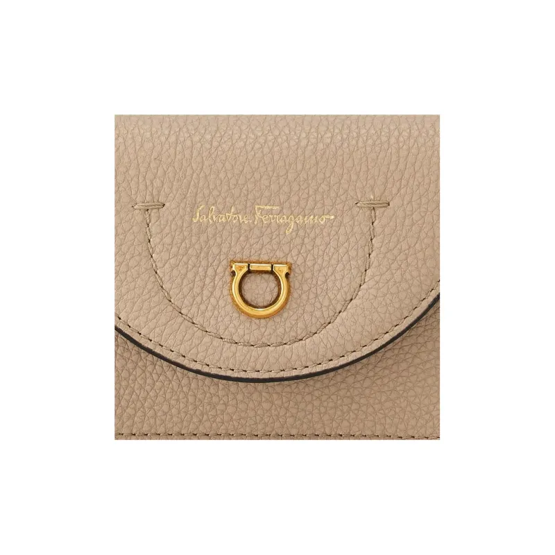 FERRAGAMO Cow Leather Card Holder Women's Coffee-4