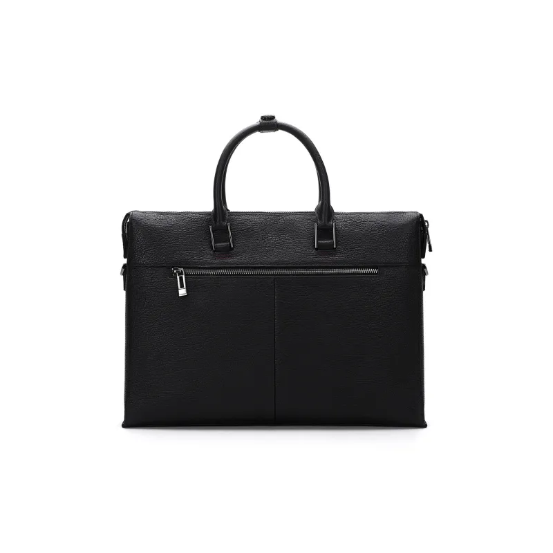 ELLE HOMME Top Grain Cow Leather One Shoulder Handbag Regular Unisex Solid Color-1