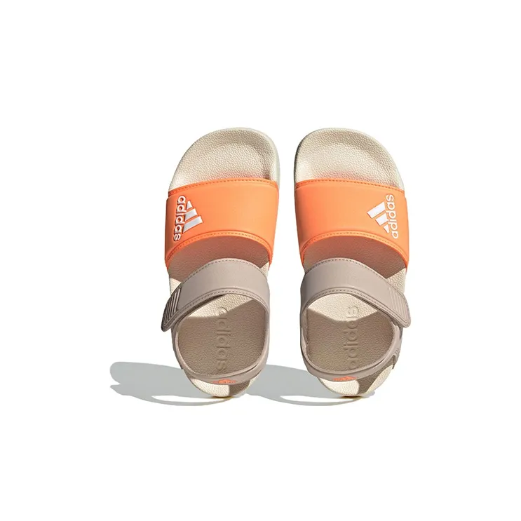 Adidas Adilette Series Sandals Anti Slip Wear Resistant Children's Sandals Gray Orange White Kids'-4
