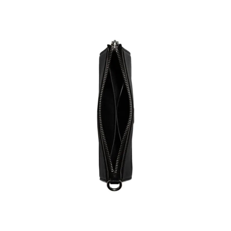 COACH Pouch Cross Grain Leather With Canvas Clutch Handbag, Shoulder Bag Trumpets Women's Black-3