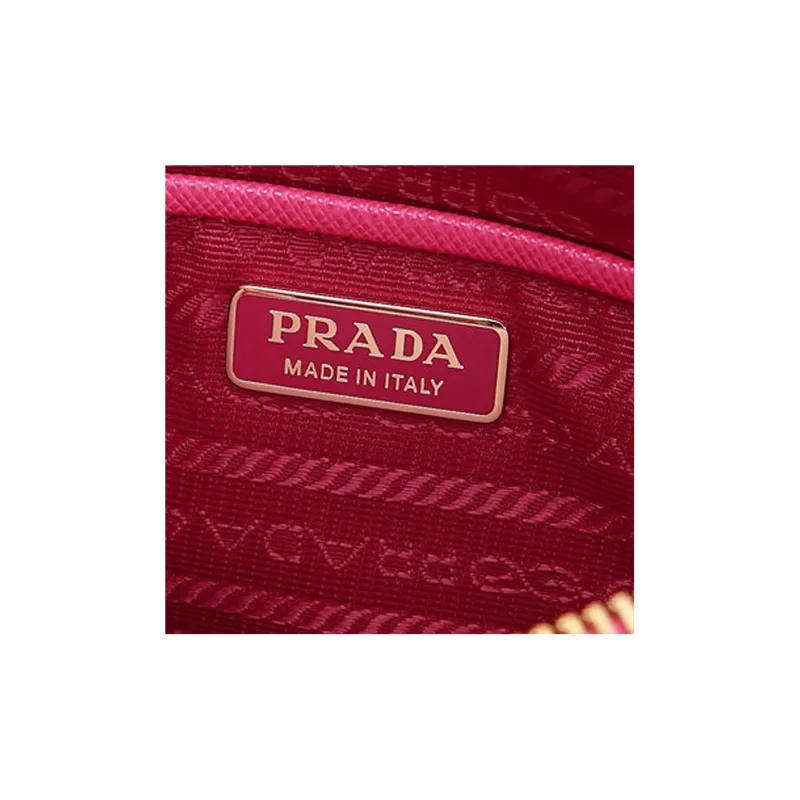 PRADA Leather Shoulder Bag Mahjong Clutch Shoulder Bag Women's Pink-4