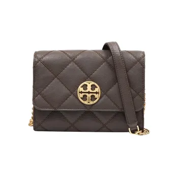 TORY BURCH Cow Leather Small Square Bag Shoulder Bag Crossbody Bag Small Size Women's Taupe