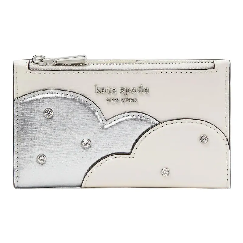 Kate Spade Leather Card Holders Coin Purses Wallets Small Size Women's Gray-0