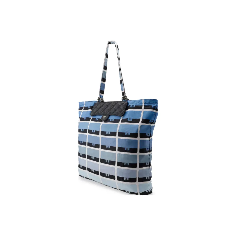 CHANEL Floral With Calfskin Tote Bag, Shopping Bag, Shoulder Bag, Crossbody Bag, Handbag Regular Women's Blue-2