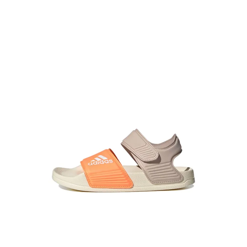 Adidas Adilette Series Sandals Anti Slip Wear Resistant Children's Sandals Gray Orange White Kids'-0