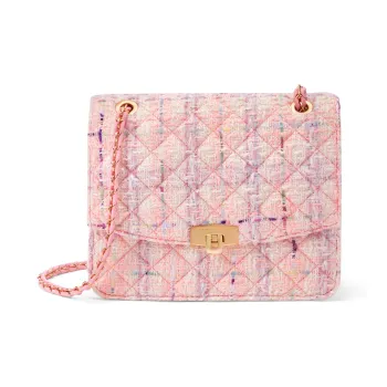 CHARLES&KEITH Polyurethane Fabric Shoulder Bag Medium Size Women's Black/White/Pink