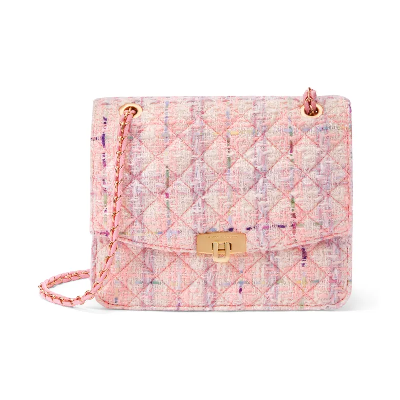 CHARLES&KEITH Polyurethane Fabric Shoulder Bag Medium Size Women's Black/White/Pink-0