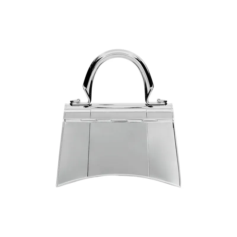 Balenciaga Hourglass Brass Handbag Extra Small Women's Silver-3