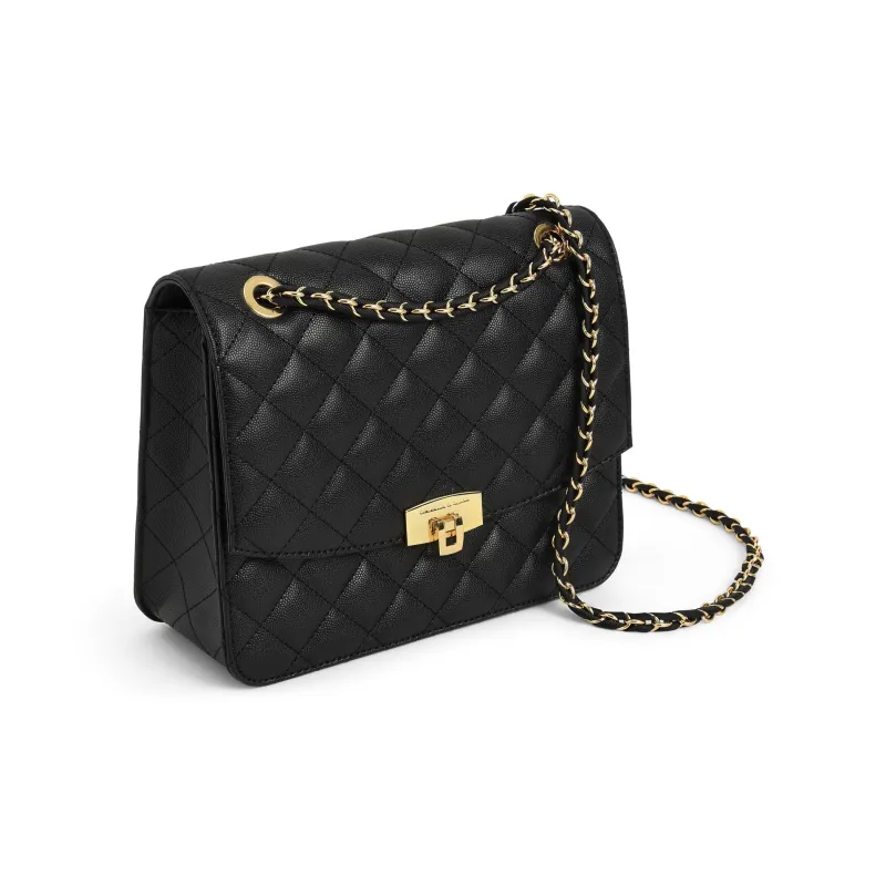 CHARLES&KEITH Polyurethane Fabric Shoulder Bag Medium Size Women's Black/White/Pink-6