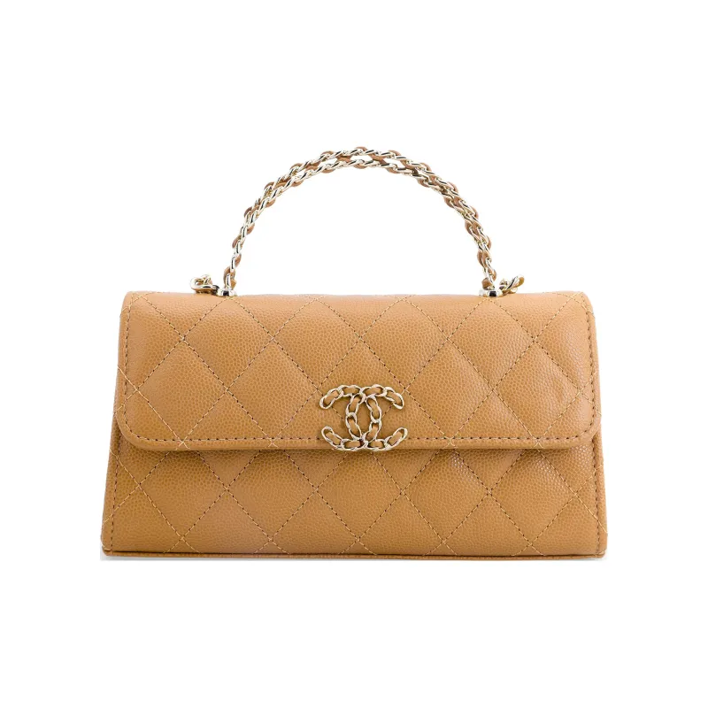 CHANEL 23P SS Cow Leather Flap Bag Handbag, Shoulder Bag, Crossbody Bag Regular Women's Milk Tea/Caramel-0