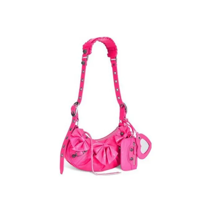 Balenciaga Le Cagole Sheepskin Crossbody Bag Shoulder Bag Mini Women's Neon Pink-1