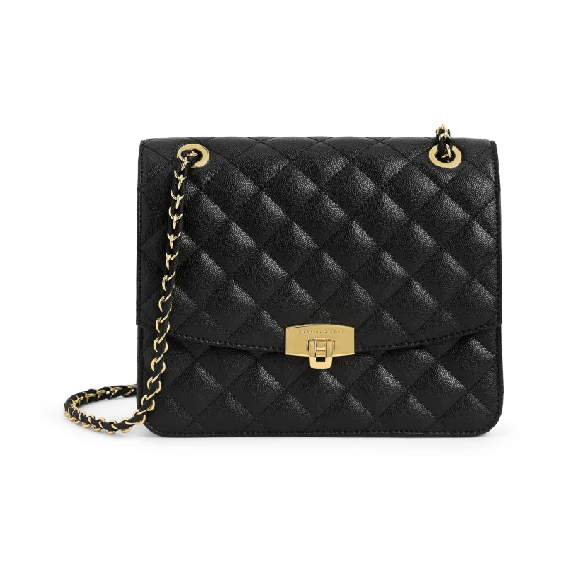 CHARLES&KEITH Polyurethane Fabric Shoulder Bag Medium Size Women's Black/White/Pink-4