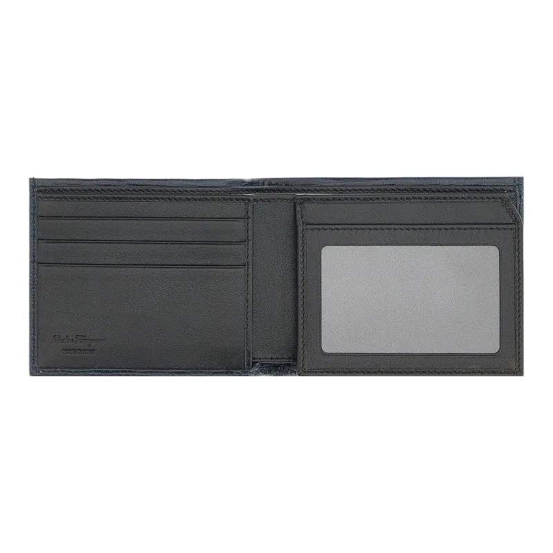 FERRAGAMO GANCINI Calfskin Wallet Men's Dark Blue-3