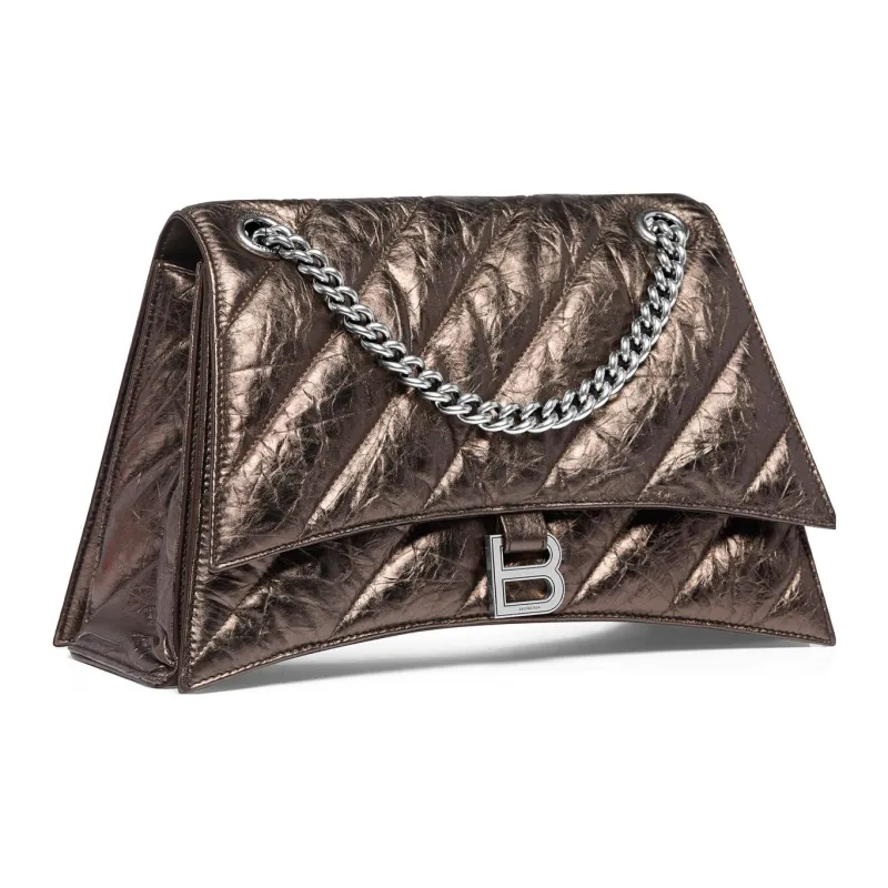 Balenciaga Crused Quilted Medium Chain Bag Metallized Bronze-1