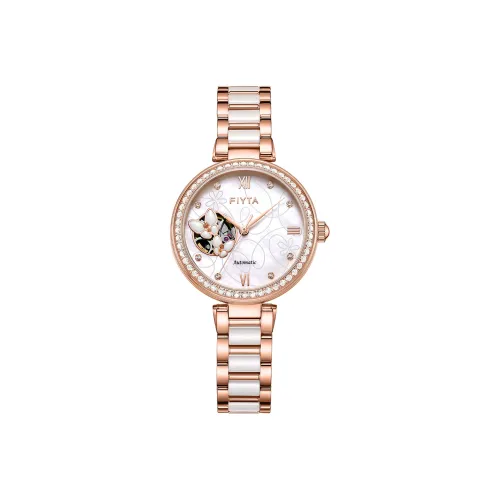 Fiyta DLA21003.PWSD Mechanical Movement Stainless Steel Strap Watch Women's Watch Cut Out Dial