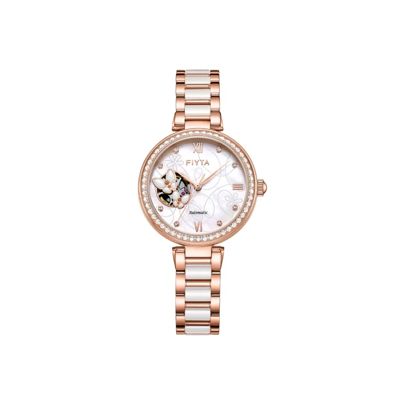 Fiyta DLA21003.PWSD Mechanical Movement Stainless Steel Strap Watch Women's Watch Cut Out Dial-0