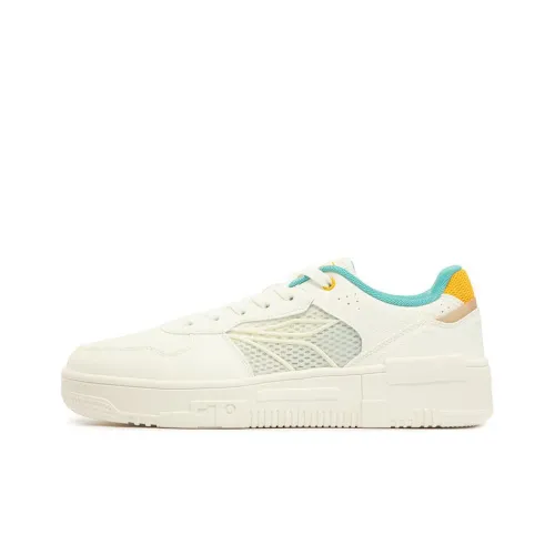 361° Anti-Slip And Wear-Resistant Breathable Low-Top Skateboard Shoes Men's White Yellow Green