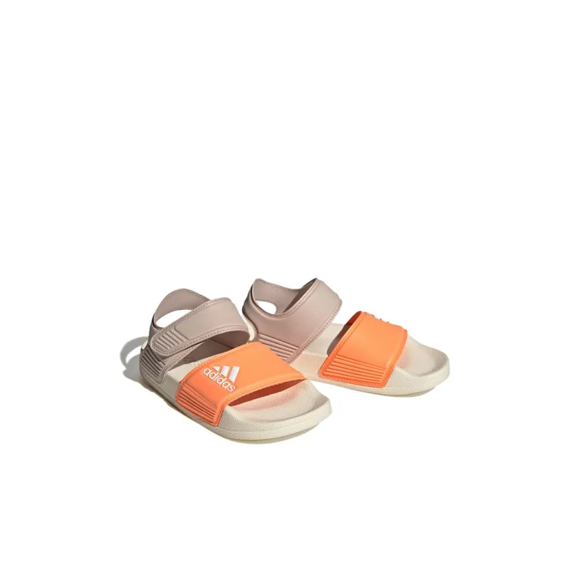 Adidas Adilette Series Sandals Anti Slip Wear Resistant Children's Sandals Gray Orange White Kids'-2