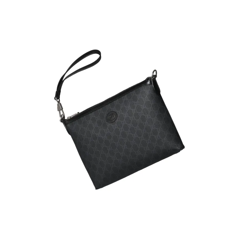 GUCCI Canvas With Leather Crossbody Bag Shoulder Bag Men's Black-6