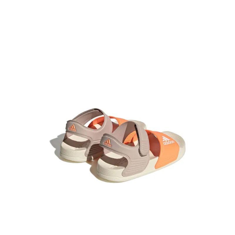 Adidas Adilette Series Sandals Anti Slip Wear Resistant Children's Sandals Gray Orange White Kids'-3