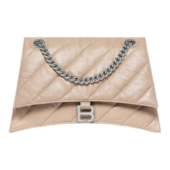 Balenciaga Cow Leather Handbag Shoulder Bag Women's Beige