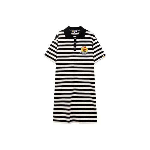 B.Duck Short-Sleeved Dresses Women's Black/White Stripes