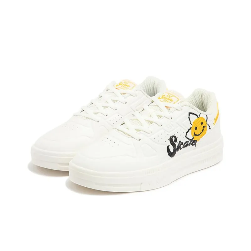 361° Anti-Slip Wear-Resistant Low-Top Skateboard Shoes Women's White Black Yellow-2
