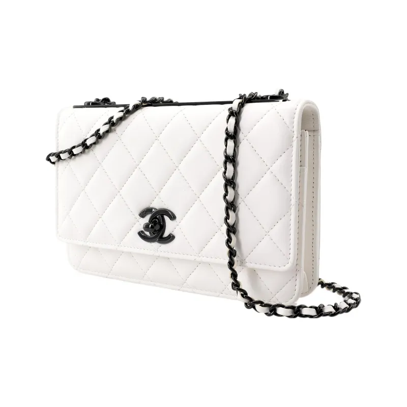 CHANEL Trendy CcWOC Sheepskin Wallet, Crossbody Bag, Shoulder Bag Women's White-1