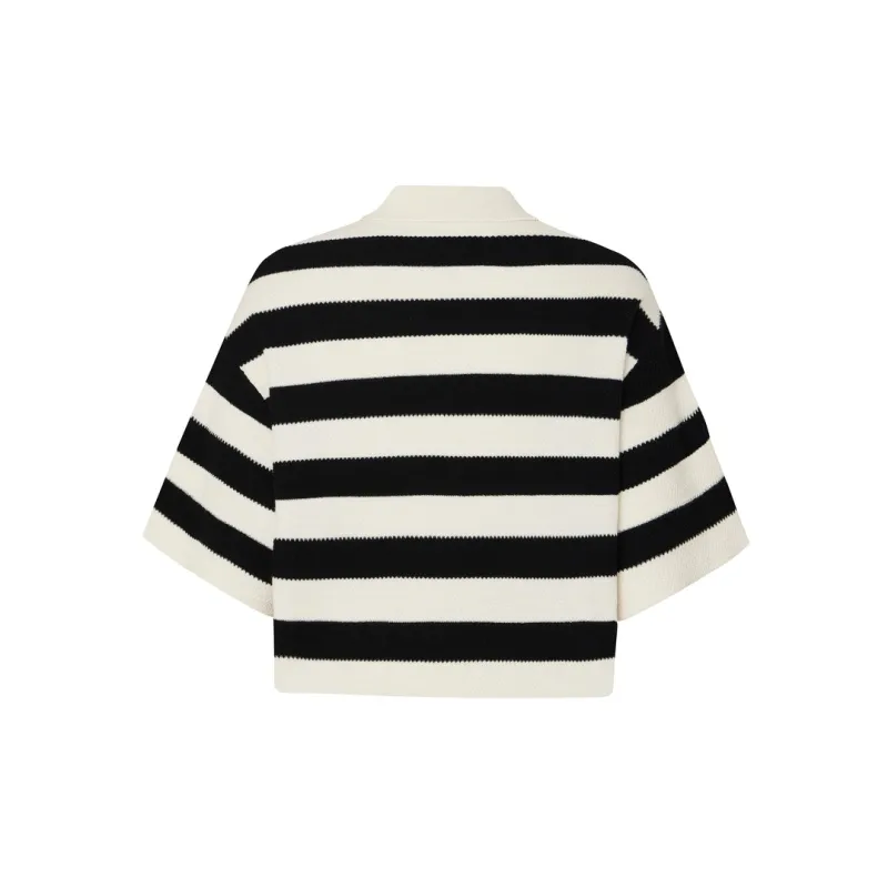 MO&CO Knitwear Women's Black White Stripes-1