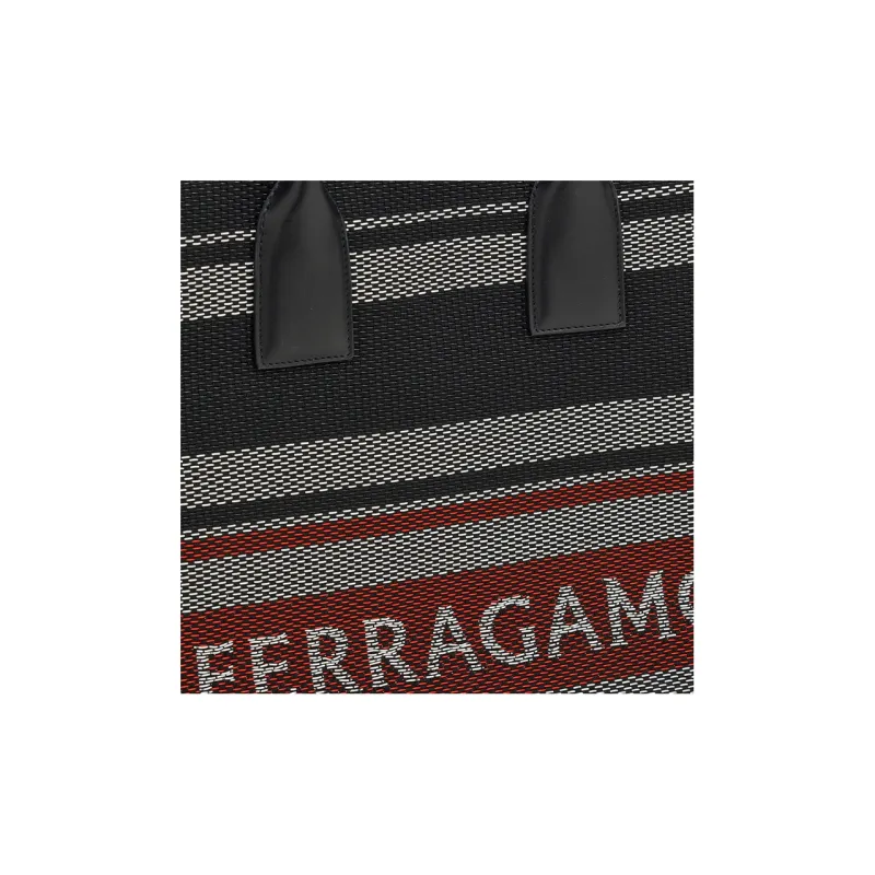 FERRAGAMO Cow Leather With Fabric Tote Bag, Shopping Bag, Handbag Tubas Women's Multicolor-5